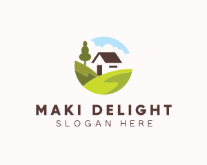 Valley Hilltop Cabin House logo design