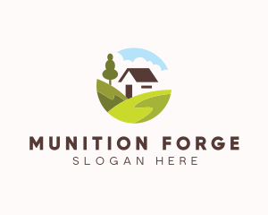 Valley Hilltop Cabin House logo design