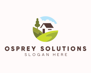 Valley Hilltop Cabin House logo design