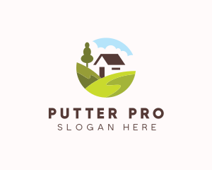 Valley Hilltop Cabin House logo design