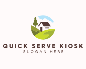 Valley Hilltop Cabin House logo design