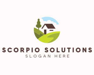 Valley Hilltop Cabin House logo design