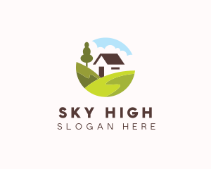 Valley Hilltop Cabin House logo design