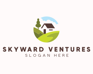 Valley Hilltop Cabin House logo design