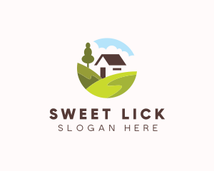 Valley Hilltop Cabin House logo design