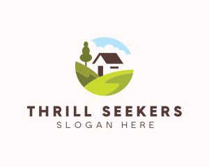 Valley Hilltop Cabin House logo design