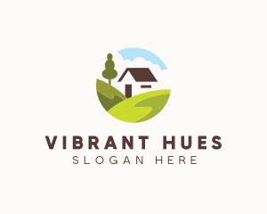 Valley Hilltop Cabin House logo design