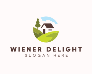 Valley Hilltop Cabin House logo design