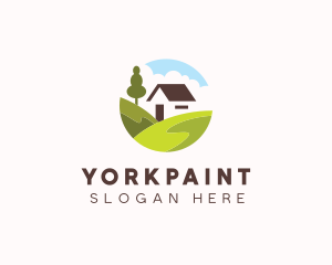 Valley Hilltop Cabin House logo design