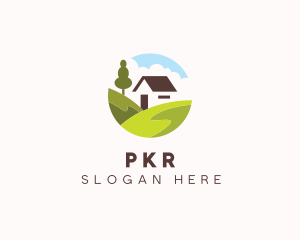 Valley Hilltop Cabin House logo design