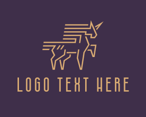 Monoline - Gold Unicorn Equestrian logo design