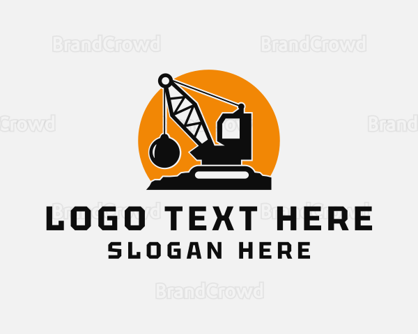 Wrecking Ball Construction Machine Logo