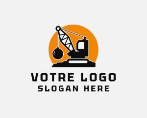 Wrecking Ball Construction Machine  logo design