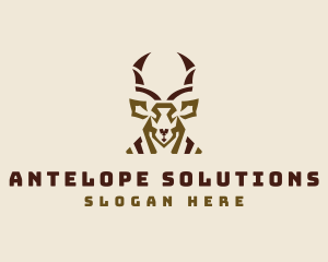 Antelope Head Antlers logo design