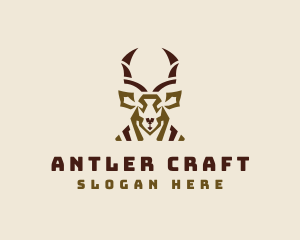 Antelope Head Antlers logo design
