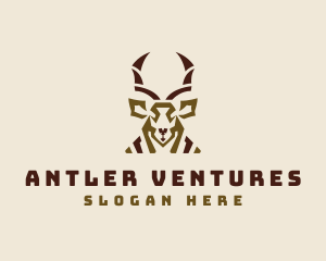 Antler - Antelope Head Antlers logo design
