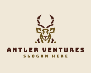 Antelope Head Antlers logo design