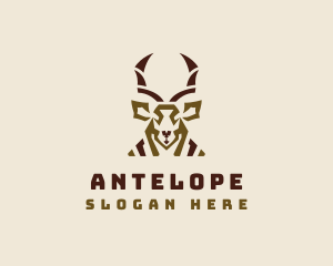 Antelope Head Antlers logo design