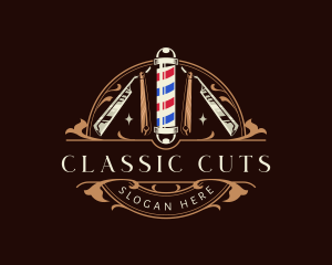 Barber Pole Razor logo design