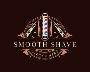 Shaving - Barber Pole Razor logo design