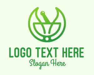 Mortar And Pestle - Green Herbal Healing logo design