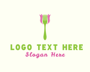 Eat - Rose Flower Fork logo design