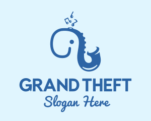 Musical - Blue Elephant Saxophone logo design