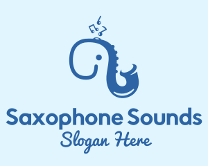 Saxophone - Blue Elephant Saxophone logo design