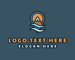 Trekker - Mountain Wave Locator Pin logo design