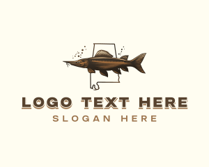 Map - Alabama Sturgeon Fish logo design