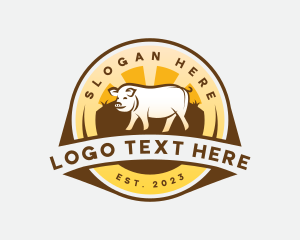 Meat - Pig Farm Livestock logo design