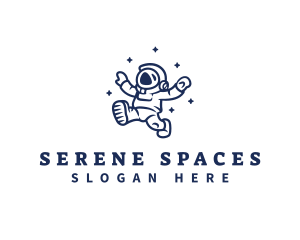 Astronaut Stars Space logo design