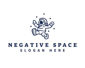 Astronaut Stars Space logo design