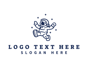 Cartoon - Astronaut Stars Space logo design