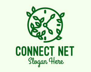 Green Nature Time Clock logo design