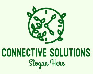 Green Nature Time Clock logo design