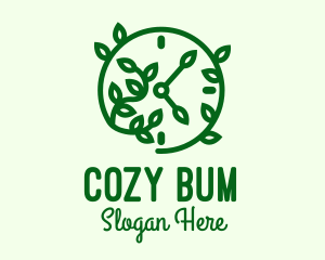 Green Nature Time Clock logo design