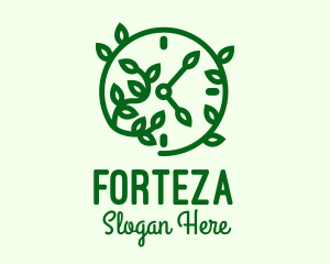 Green Nature Time Clock logo design