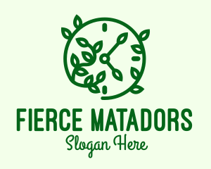 Green Nature Time Clock logo design