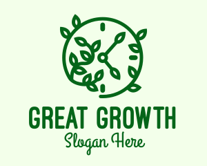 Green Nature Time Clock logo design