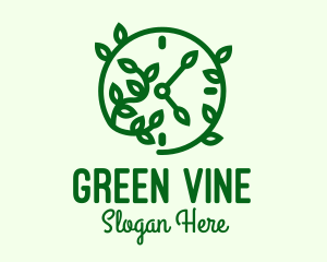 Green Nature Time Clock logo design