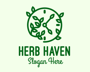 Herbs - Green Nature Time Clock logo design