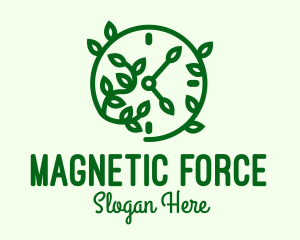 Green Nature Time Clock logo design