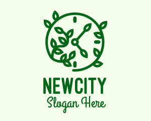 Green Nature Time Clock logo design