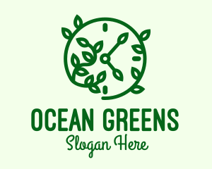 Green Nature Time Clock logo design