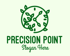 Green Nature Time Clock logo design