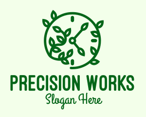 Green Nature Time Clock logo design