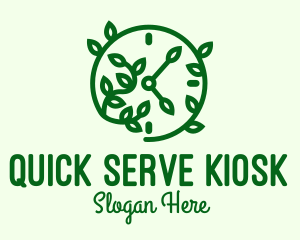 Green Nature Time Clock logo design