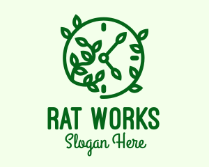 Green Nature Time Clock logo design