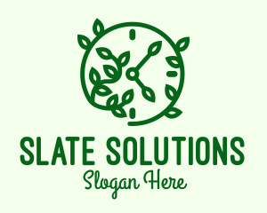 Green Nature Time Clock logo design